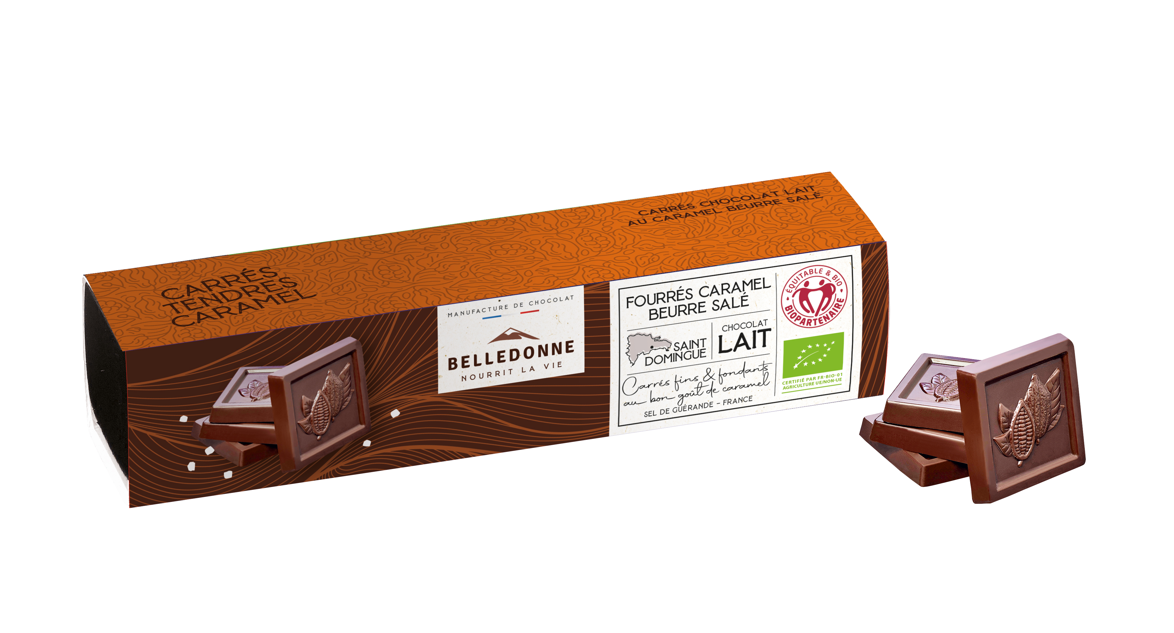 Belledonne Caramel vierkant melkchocolade bio 150g - 000641